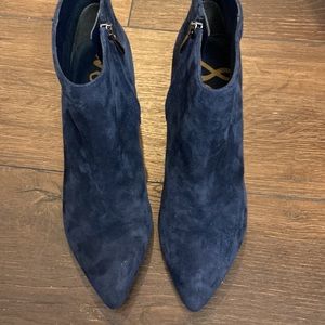 Sam Edelman Navy Suede Kitten Heel Boot 8.5
